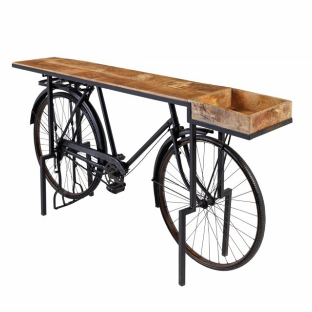 Consola bar maro/neagra din lemn de mango si metal 194 cm Bicycle The Home Collection