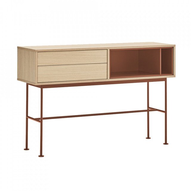 Consola rosu caramiziu/maro din metal 120 cm Yoko Teulat