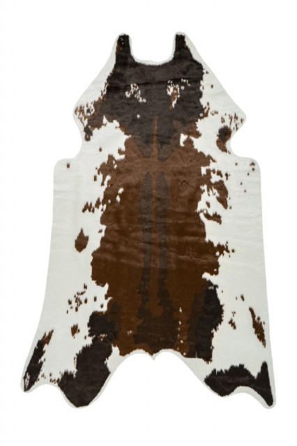 Covor alb/maro din fibre acrilice si poliester 150x200 cm Rodeo Cow Lalee