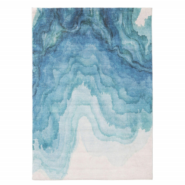Covor albastru/alb din poliester 80x150 cm Waves Benuta