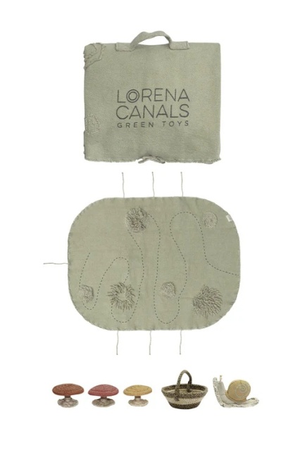 Covor de joaca cu 5 accesorii verde din bumbac 50x65 cm Snail Lorena Canals