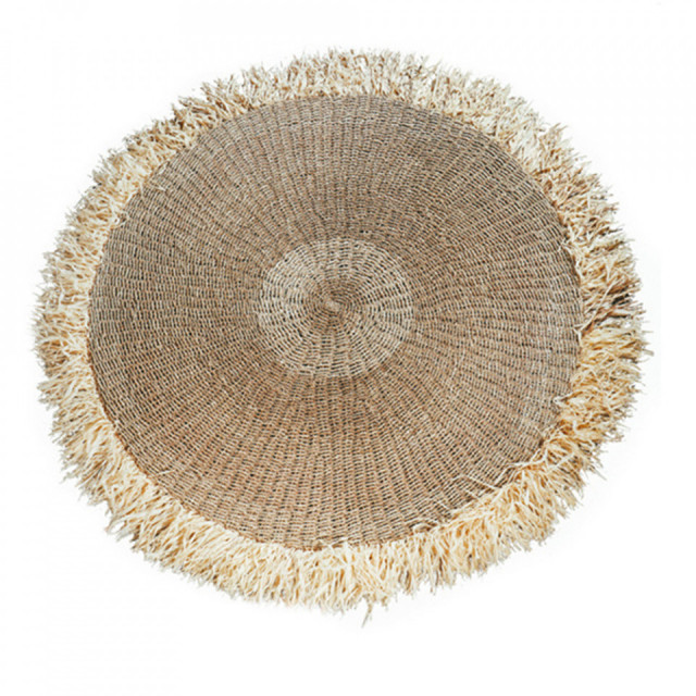 Covor maro din rafie si iarba de mare 150 cm Fringe Bazar Bizar