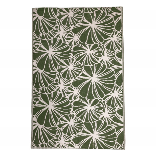 Covor reversibil pentru exterior verde din polipropilena 150x243 cm Floral Esschert Design