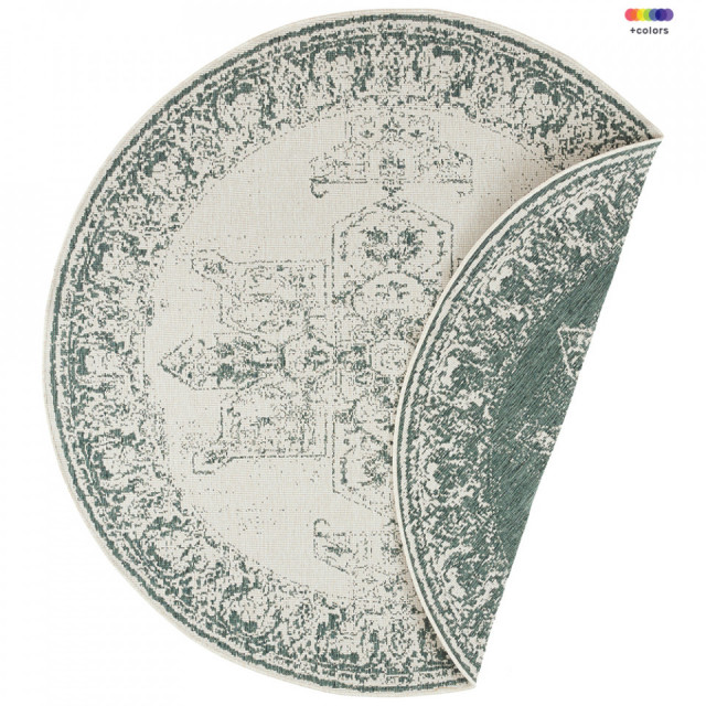 Covor reversibil verde/crem din polipropilena pentru exterior 140 cm Twin Supreme Green Cream Borbon Northrugs