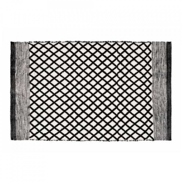 Covoras baie alb/negru din fibre sintetice 50x80 cm Tara Wenko