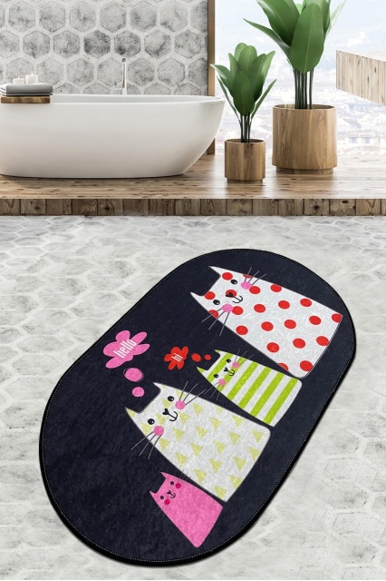 Covoras de baie multicolor din fibre sintetice 70x120 cm Four Cats Djt The Home Collection