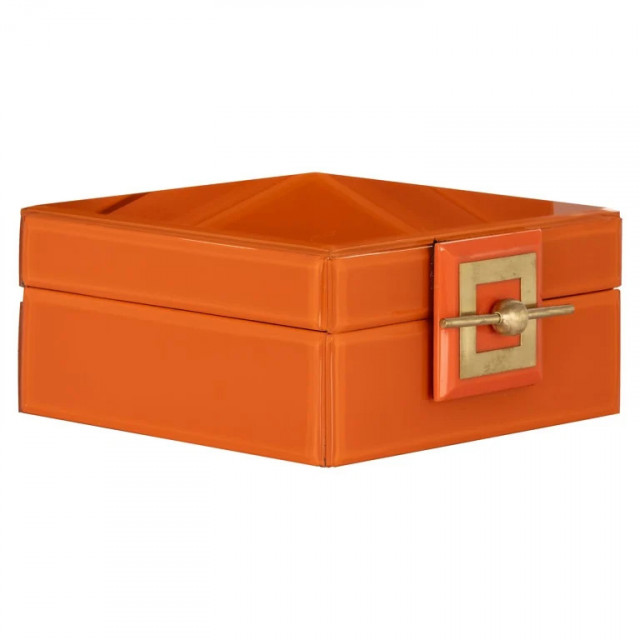 Cutie cu capac pentru bijuterii portocalie din lemn Bodine Richmond Interiors