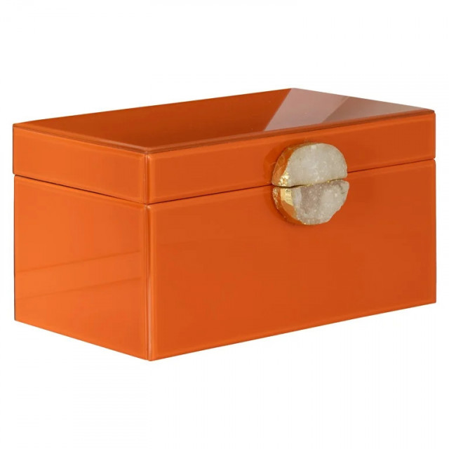 Cutie cu capac pentru bijuterii portocalie din lemn Lia Richmond Interiors