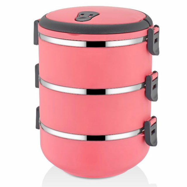 Cutie pentru pranz cu 3 nivele rosie din metal 2.25 L Pot The Home Collection