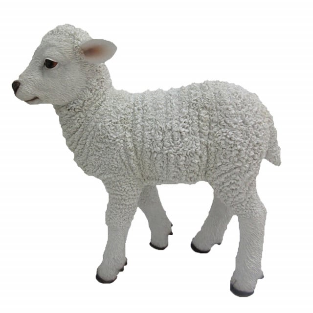 Decoratiune alba din polirasina 20 cm Standing Lamb M Esschert Design