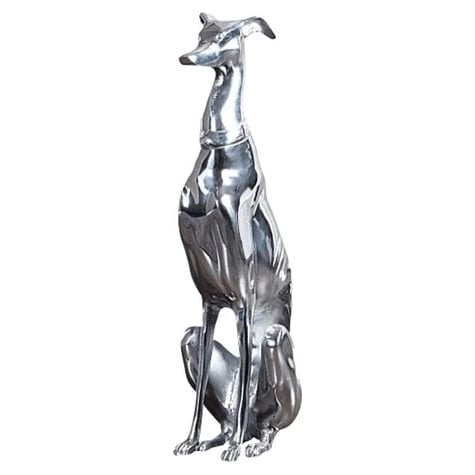 Decoratiune argintie din metal 70 cm Greyhound The Home Collection