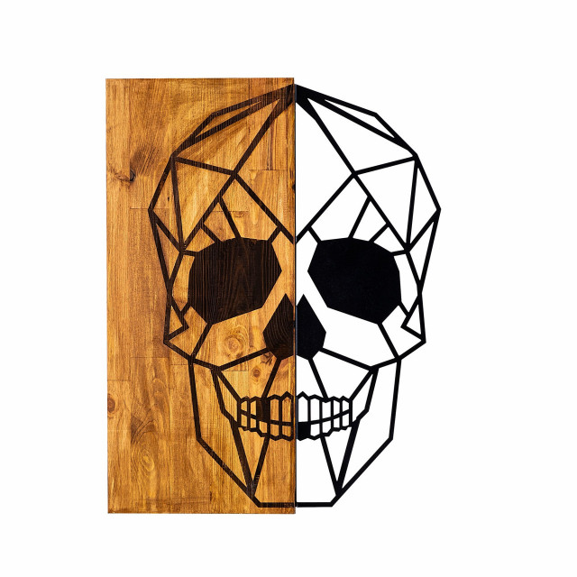 Decoratiune de perete maro/neagra din lemn 44x58 cm Skull The Home Collection