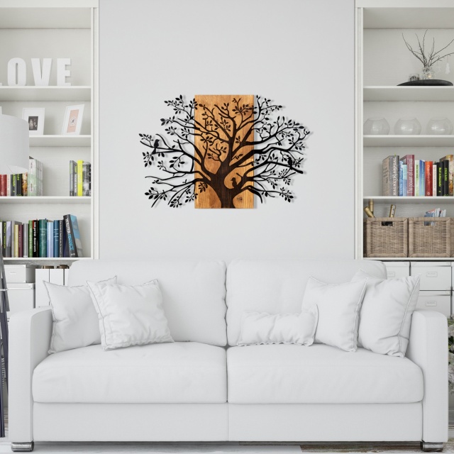Decoratiune de perete maro/neagra din lemn 58x85 cm Fav The Home Collection