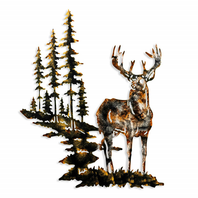 Decoratiune de perete multicolora din metal 65x79 cm Deer The Home Collection