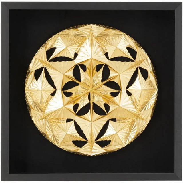 Decoratiune de perete neagra/aurie din lemn 60x60 cm Umano Kare