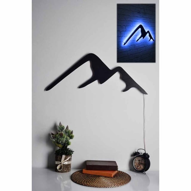 Decoratiune luminoasa albastra din lemn Mountain The Home Collection