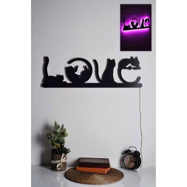 Decoratiune luminoasa roz Cat Love The Home Collection