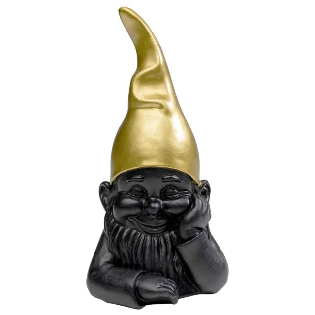 Decoratiune neagra/aurie din fibre sintetice 21 cm Gnome Kare