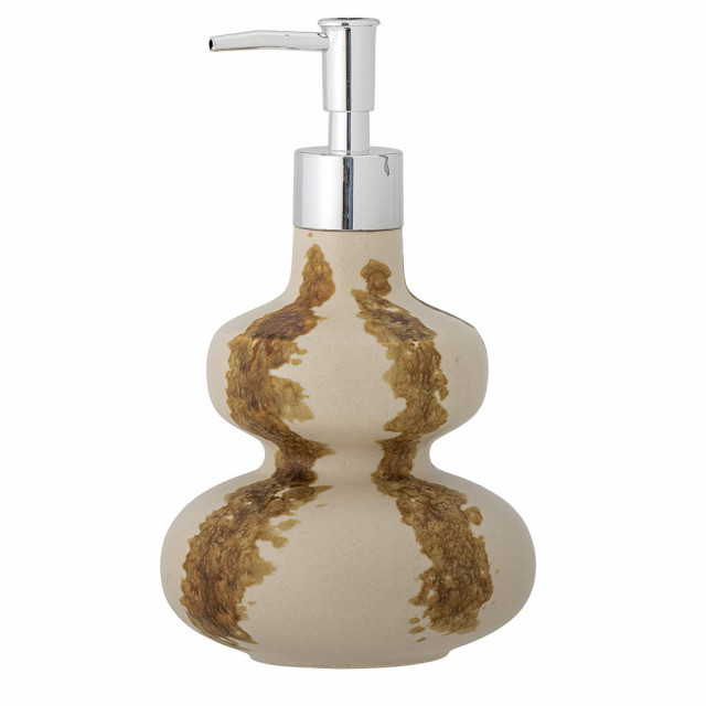 Dispenser sapun lichid maro din ceramica 12 cm Shirin Bloomingville