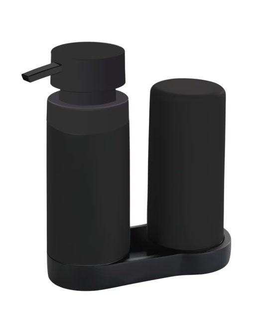 Dispenser sapun lichid negru din plastic 250 ml Squeez Station Wenko