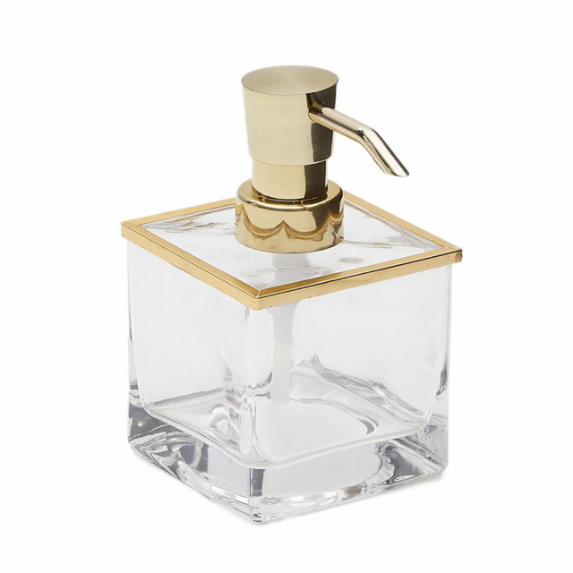 Dispenser sapun lichid transparent/auriu din sticla 8x13 cm Soanet Kave Home