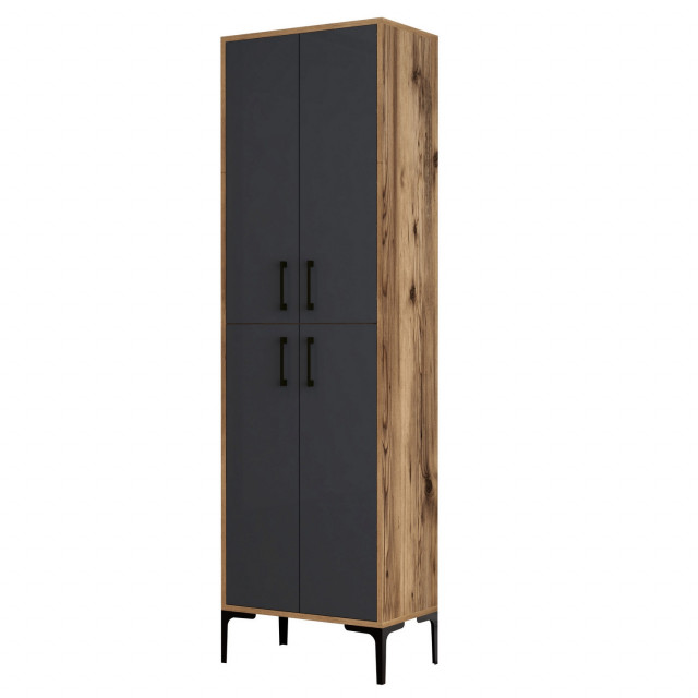 Dulap gri antracit/maro din lemn 200 cm Berlin A The Home Collection