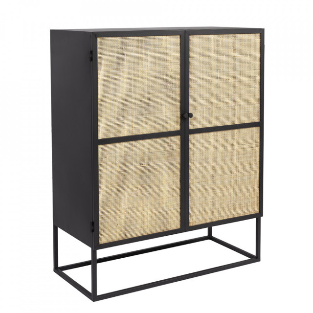 Dulapior maro/negru din ratan si MDF Guuji Low The Home Collection