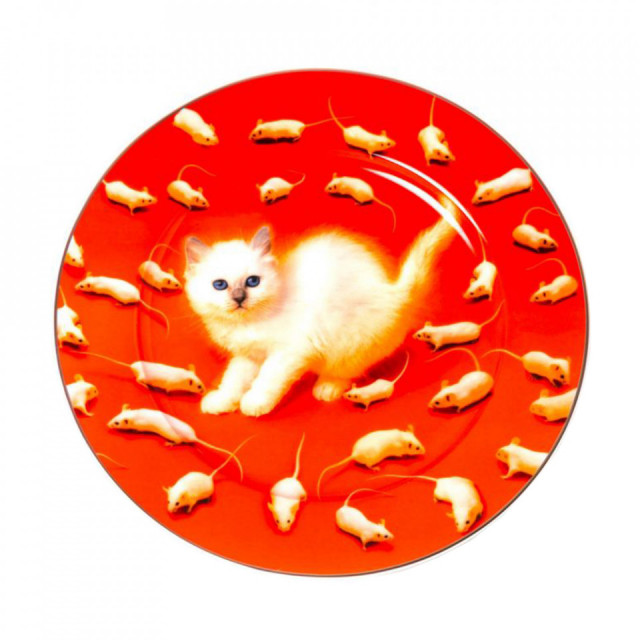 Farfurie intinsa multicolora din ceramica 27 cm Kitten Toiletpaper Seletti