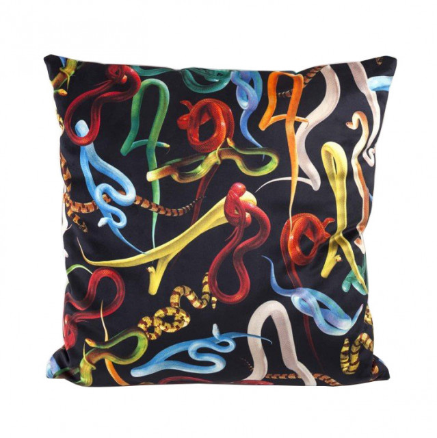 Fata de perna patrata multicolora din textil 50x50 cm Snakes Toiletpaper Seletti