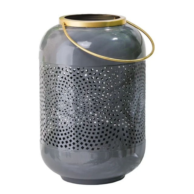 Felinar gri din metal 30 cm Candlelight The Home Collection