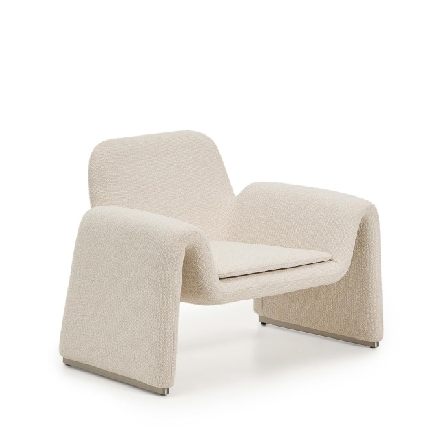 Fotoliu bej din textil Melvia Kave Home