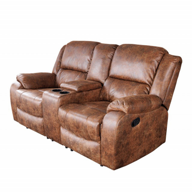 Fotoliu dublu recliner maro din poliester Hollywood The Home Collection