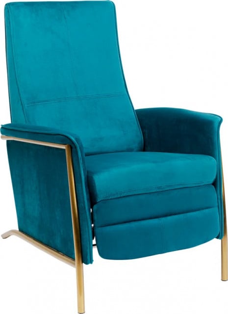 Fotoliu recliner albastru din textil Blue Lazy Kare