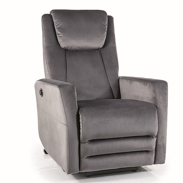 Fotoliu recliner gri din catifea Adonis The Home Collection