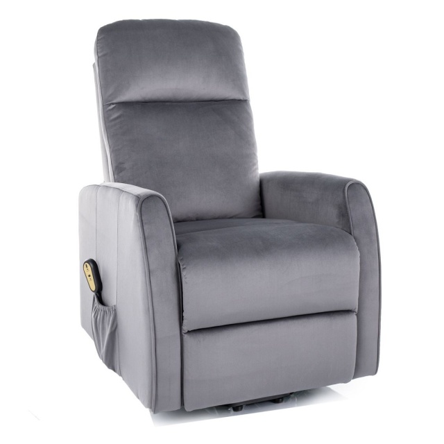 Fotoliu recliner gri din catifea Leto The Home Collection