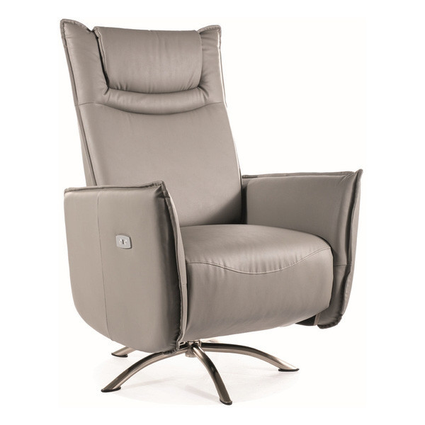 Fotoliu recliner gri din piele Notos The Home Collection