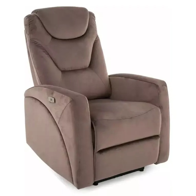 Fotoliu recliner maro cappuccino din catifea Kronos The Home Collection