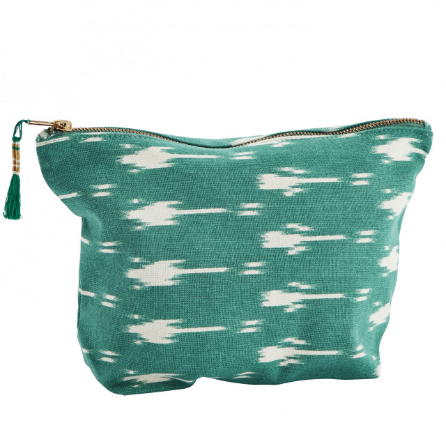 Geanta pentru cosmetice verde/alba din bumbac Salin Madam Stoltz