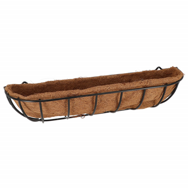 Jardiniera neagra/maro din metal 19x80 cm Fune Esschert Design