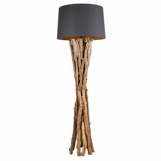 Lampadar maro/bej din in si lemn de tec 151 cm Harmony The Home Collection