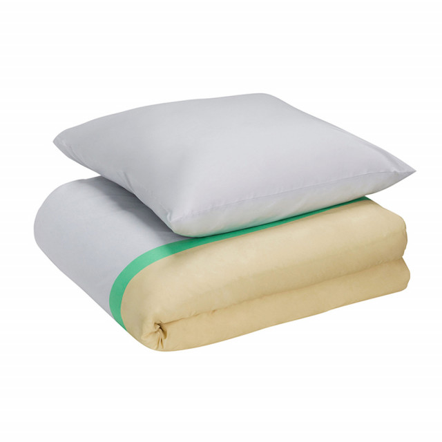 Lenjerie de pat bej/multicolora din bumbac 140x220/60x63 cm Block Hubsch