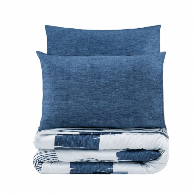 Lenjerie pat indigo/neagra din bumbac Solito Single The Home Collection