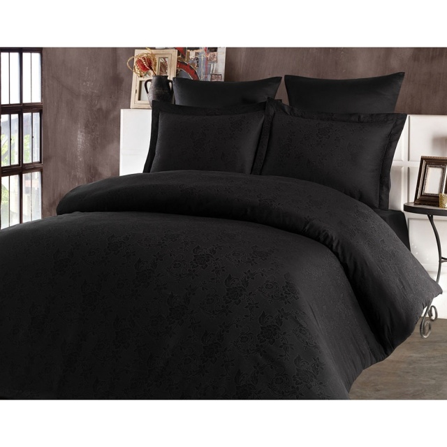 Lenjerie pat neagra din bumbac Nev The Home Collection
