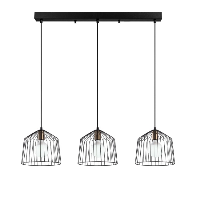 Lustra neagra/aurie din metal cu 3 becuri Cat Line The Home Collection