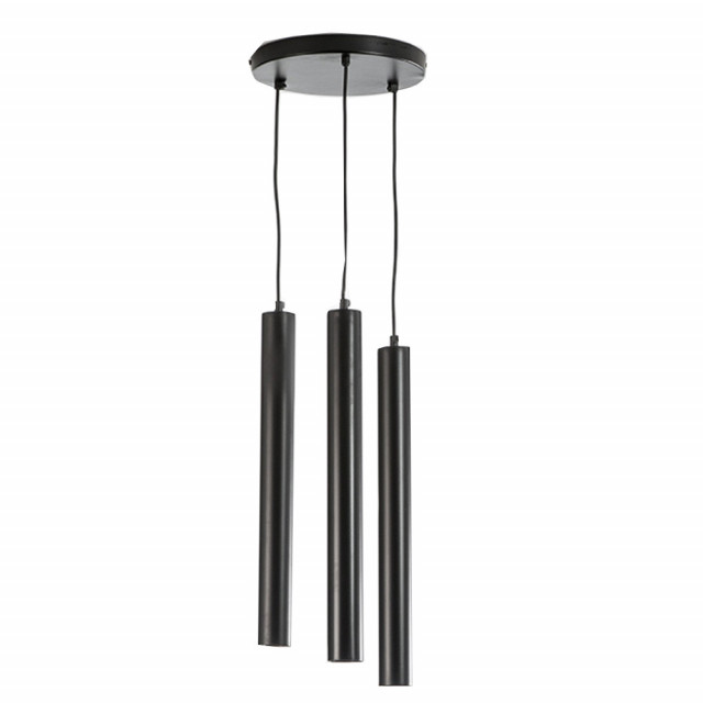 Lustra neagra din metal cu 3 becuri Lizzie Thai Natura