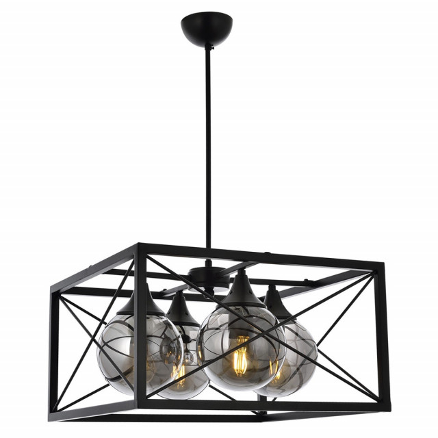 Lustra neagra din metal cu 4 becuri Benny The Home Collection