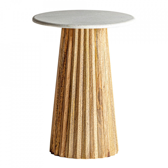Masa bar alba/maro din marmura 45 cm Plisse Vical Home