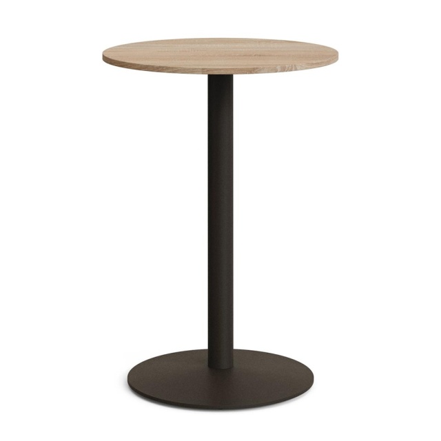 Masa bar exterior maro deschis/neagra din metal 70 cm Esilda Kave Home