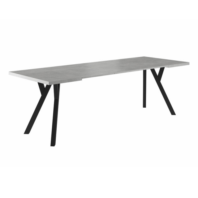 Masa dining extensibila gri/neagra din metal si PAL 90x90(240) cm Merlin The Home Collection