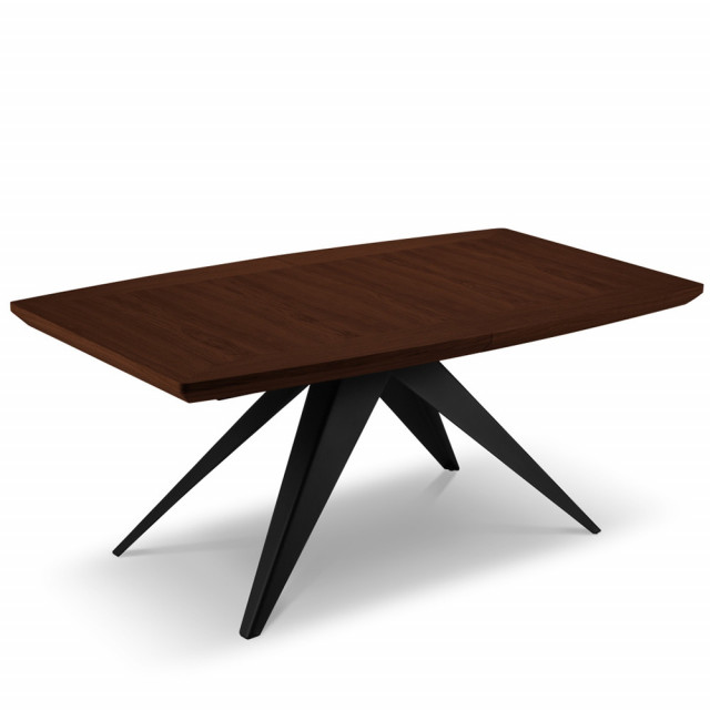 Masa dining extensibila maro inchis/neagra din lemn 100x180(280) cm Meryl Besolux